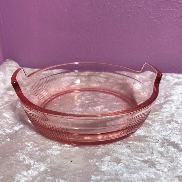 Heisey Vintage Pink Depression Glass Lemon Butter Dish Panel & Pleat Collectible - Picture 5 of 10